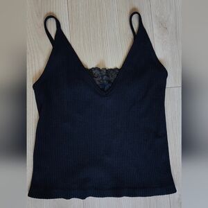 Black crop tank top